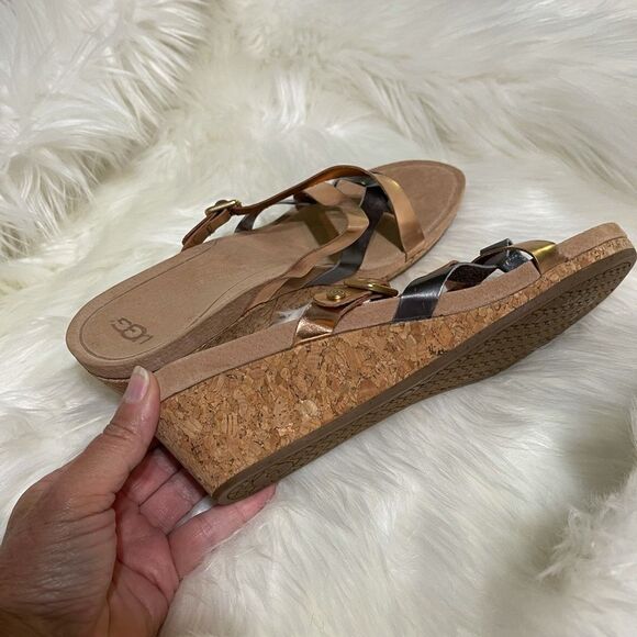 UGG gold wedge cork sandals, size 10‎ - Picture 6 of 13